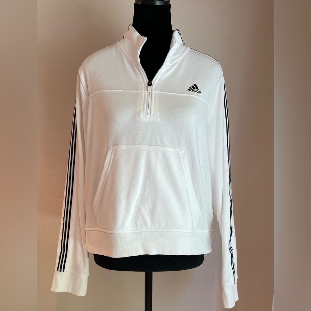 Adidas White Sweat Jacket
